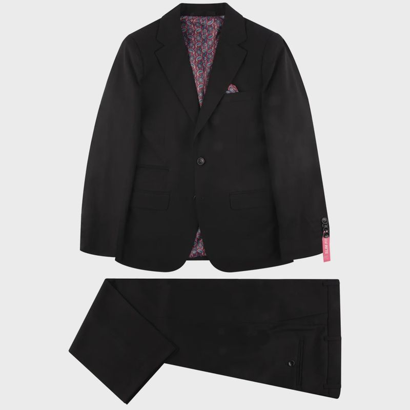 SUIT BLACK HUSKY SLIM FIT WOOL BLEND / ST2007
