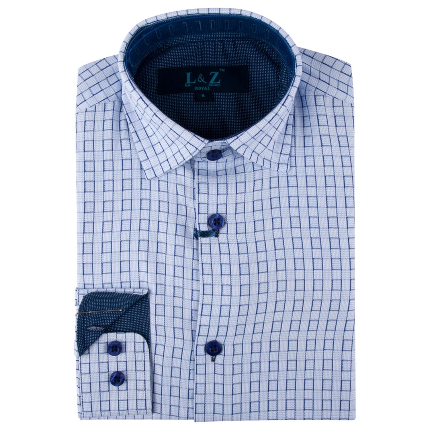 SHIRT STEEL BLUE CHECKERBOARD PRINT / 5807