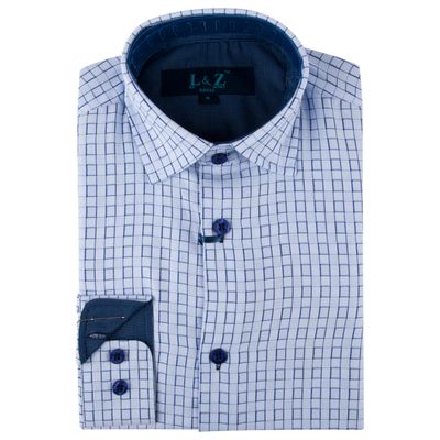 SHIRT STEEL BLUE CHECKERBOARD PRINT / 5807