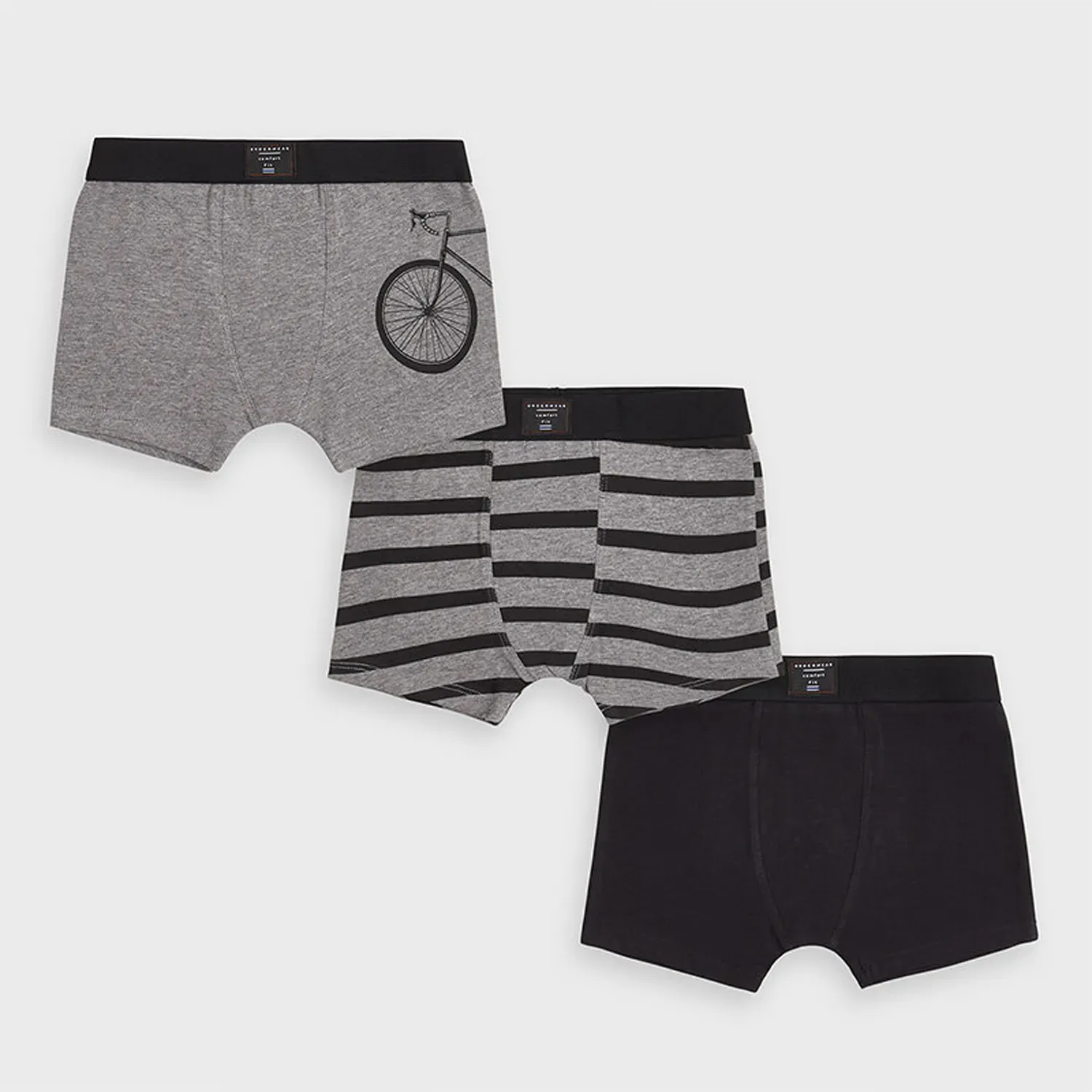 3 PC BOXER SET BLACK & GREY / 10855