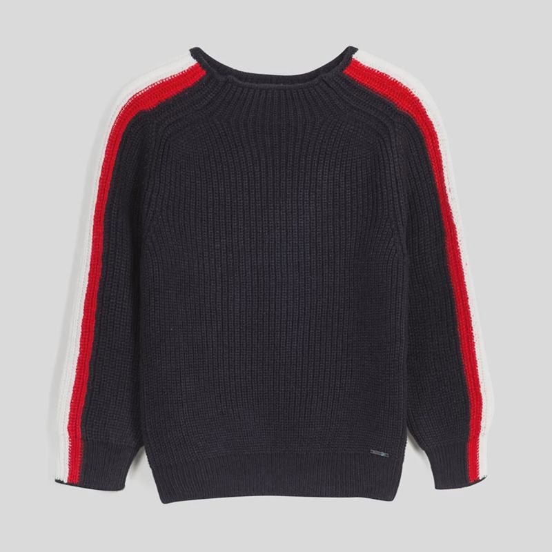 PULLOVER NAVY WHITE & RED STRIPE CABLE ST / 7320
