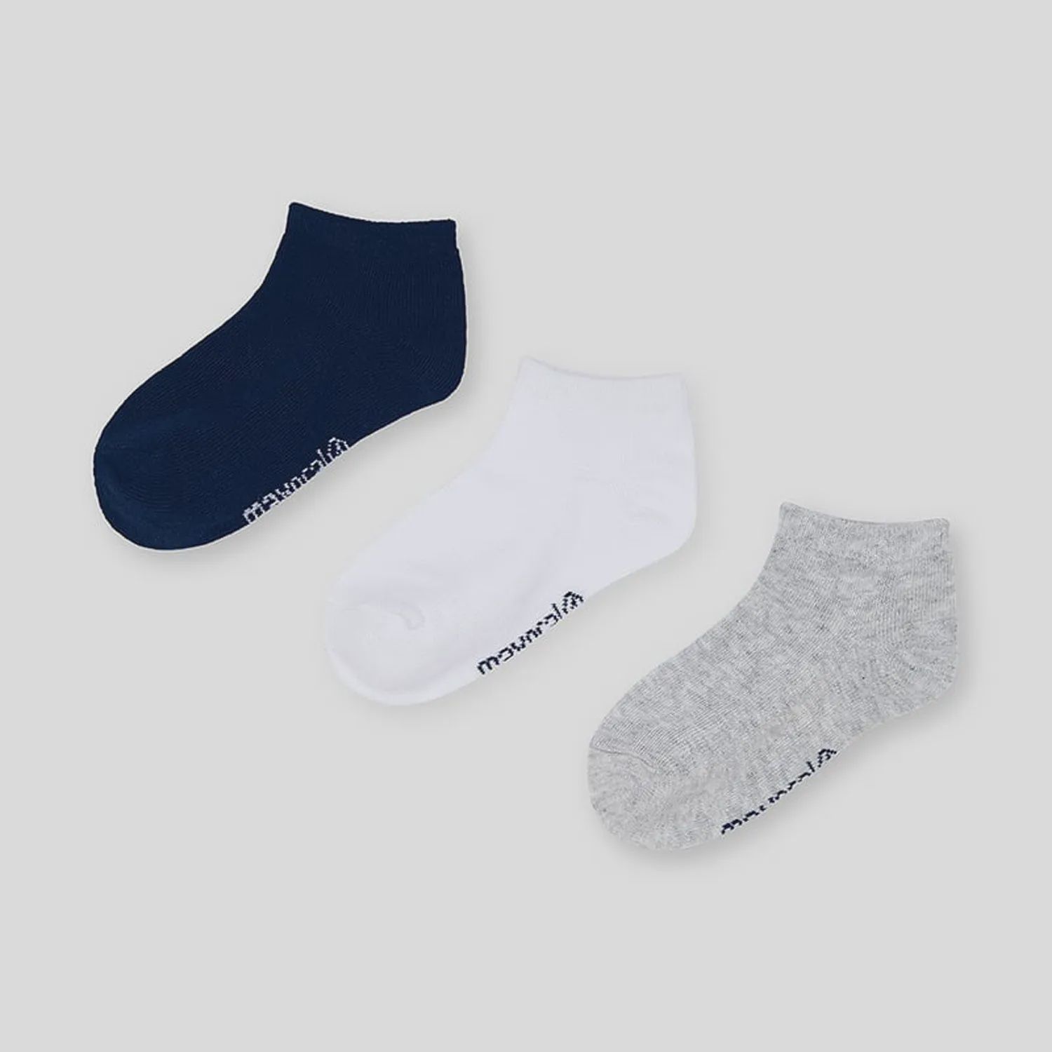 3 PC SHORT SOCK SET GREY & WHITE & NAVY / 10055