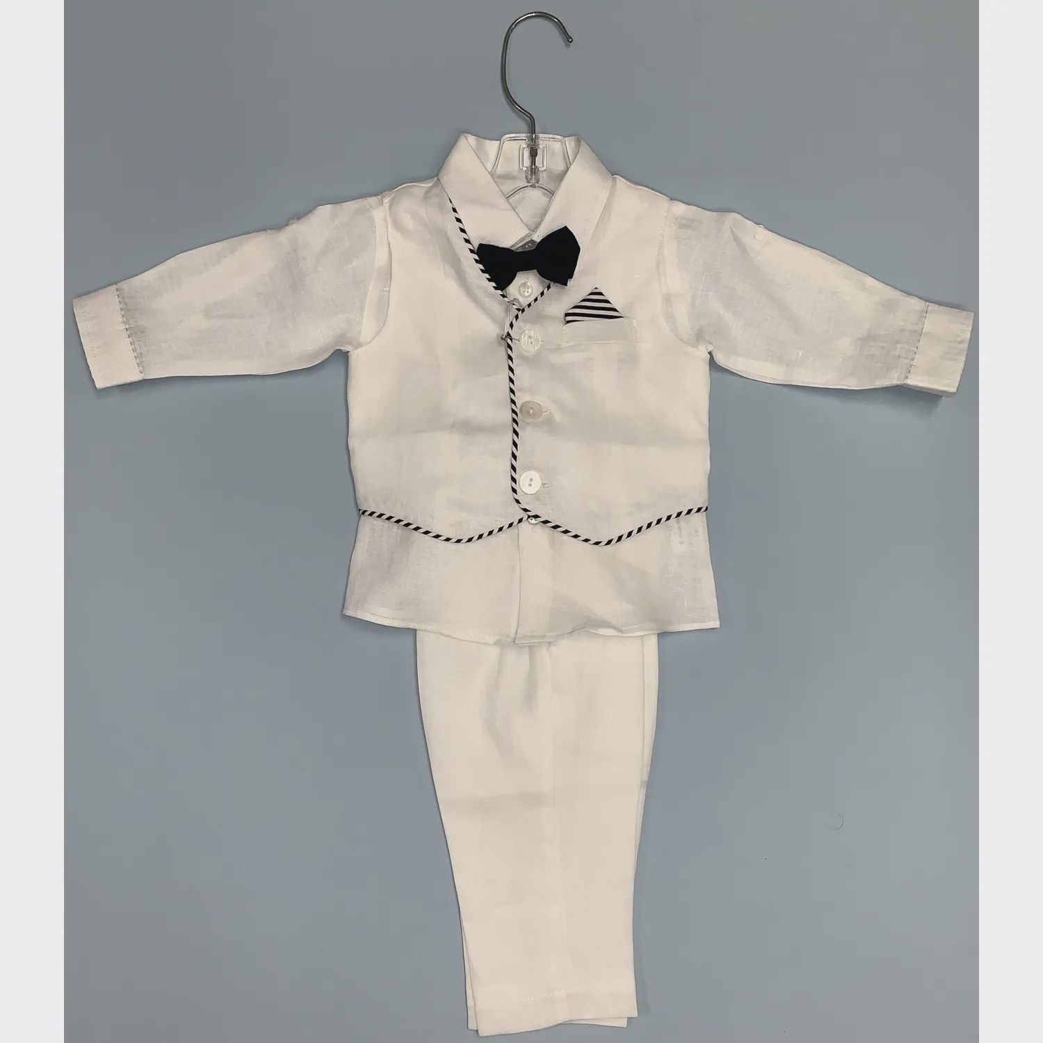 4 PC VEST SET WHITE NAVY TRIM STELLA / GA23461B
