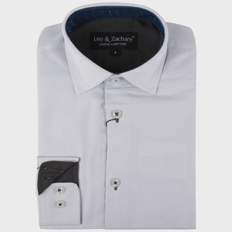 SHIRT WHITE MIDNIGHT PIN DOT / 5799