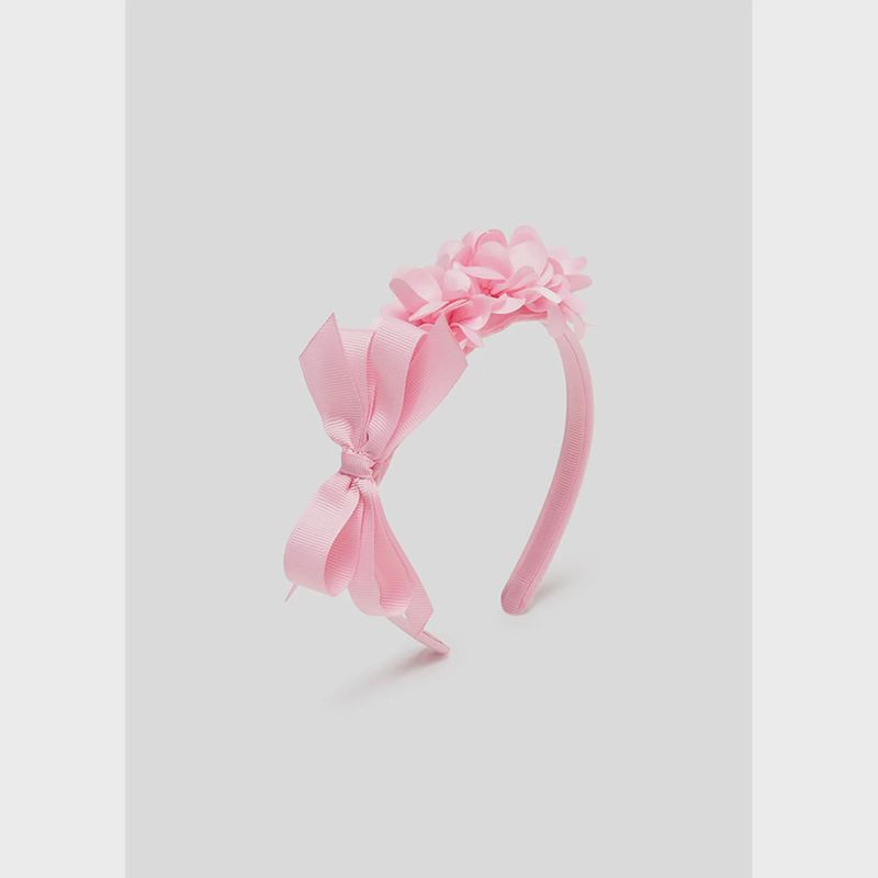 HEADBAND PINK FLOWER & BOW TRIM / 10193
