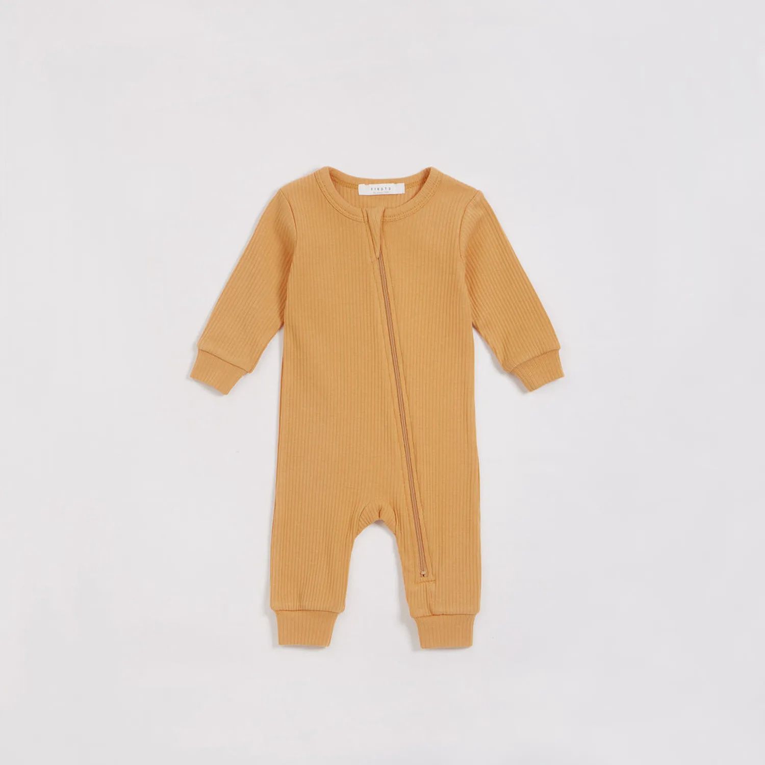 ROMPER LIGHT ORANGE FRONT CLOSURE RIBBED / 22SRG12048