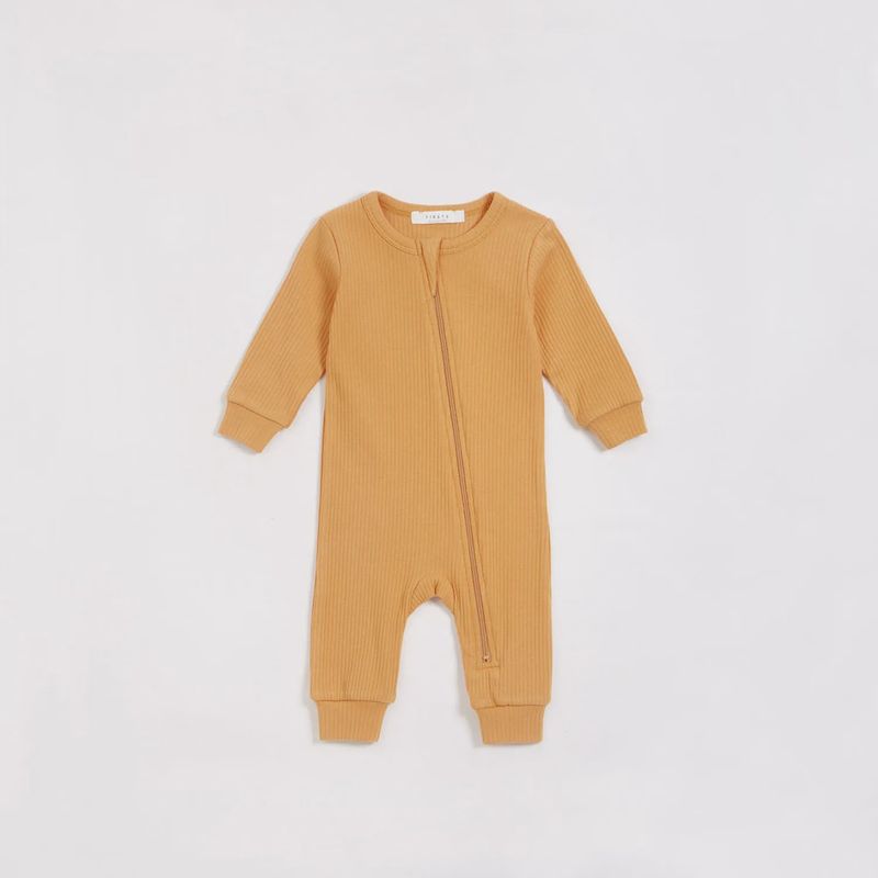 ROMPER LIGHT ORANGE FRONT CLOSURE RIBBED / 22SRG12048