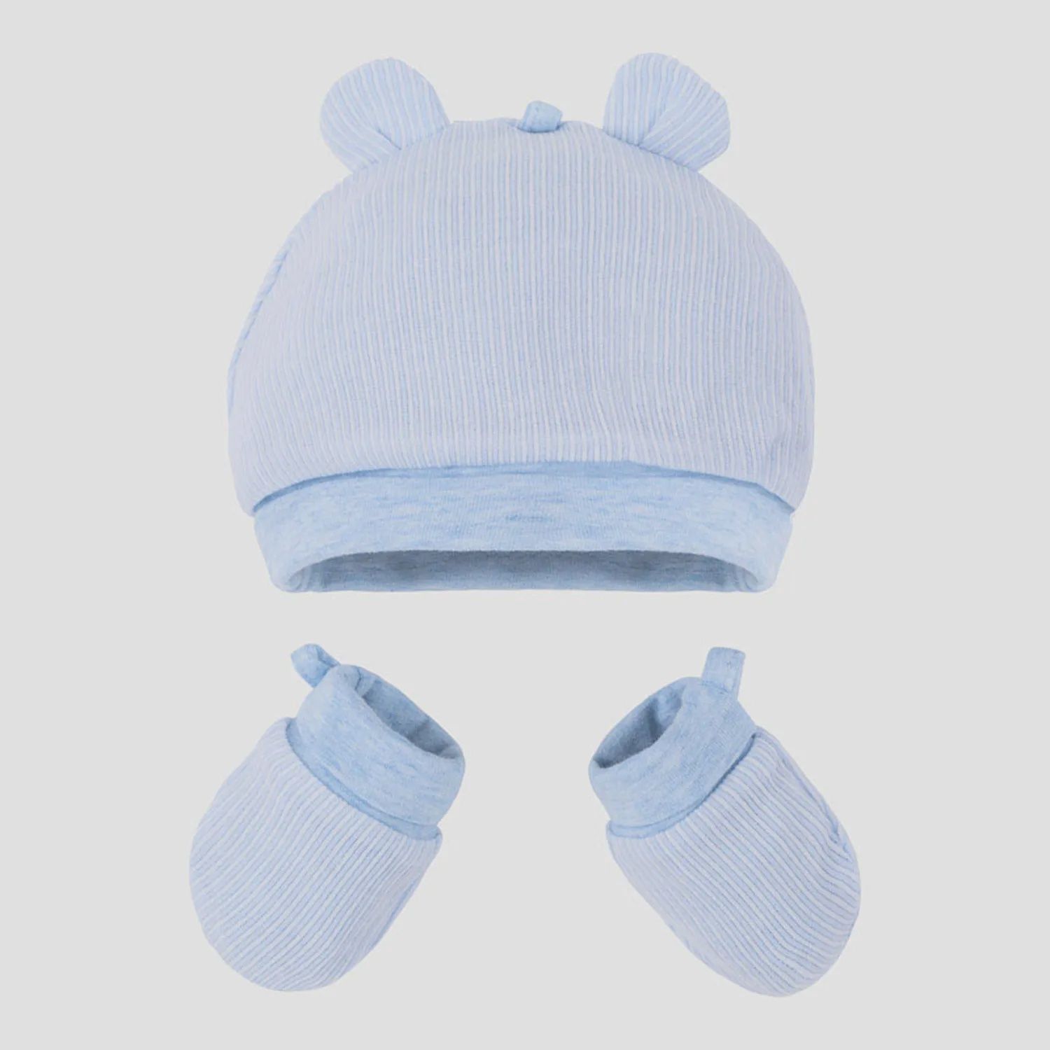 2PC HAT & SCRATCH MITTEN BABY BLUE ST / 19916
