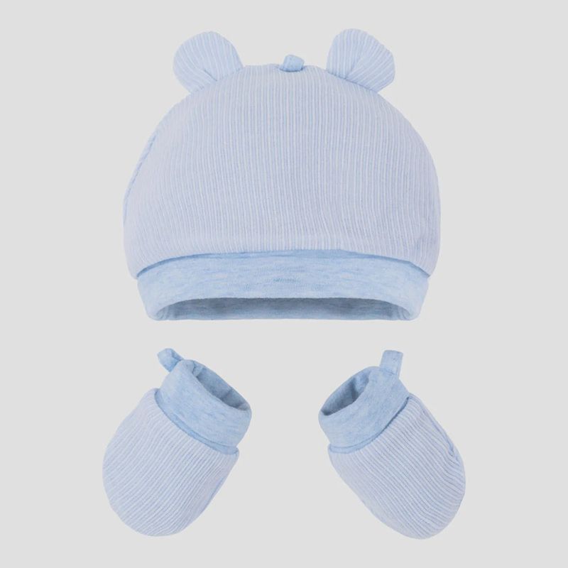 2PC HAT & SCRATCH MITTEN BABY BLUE ST / 19916