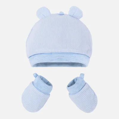2PC HAT & SCRATCH MITTEN BABY BLUE ST / 19916