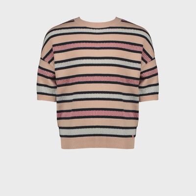 SWEATER ROSE STRIPED SHORT SLEEVE KNIT WITH SPARKLE / N1125309