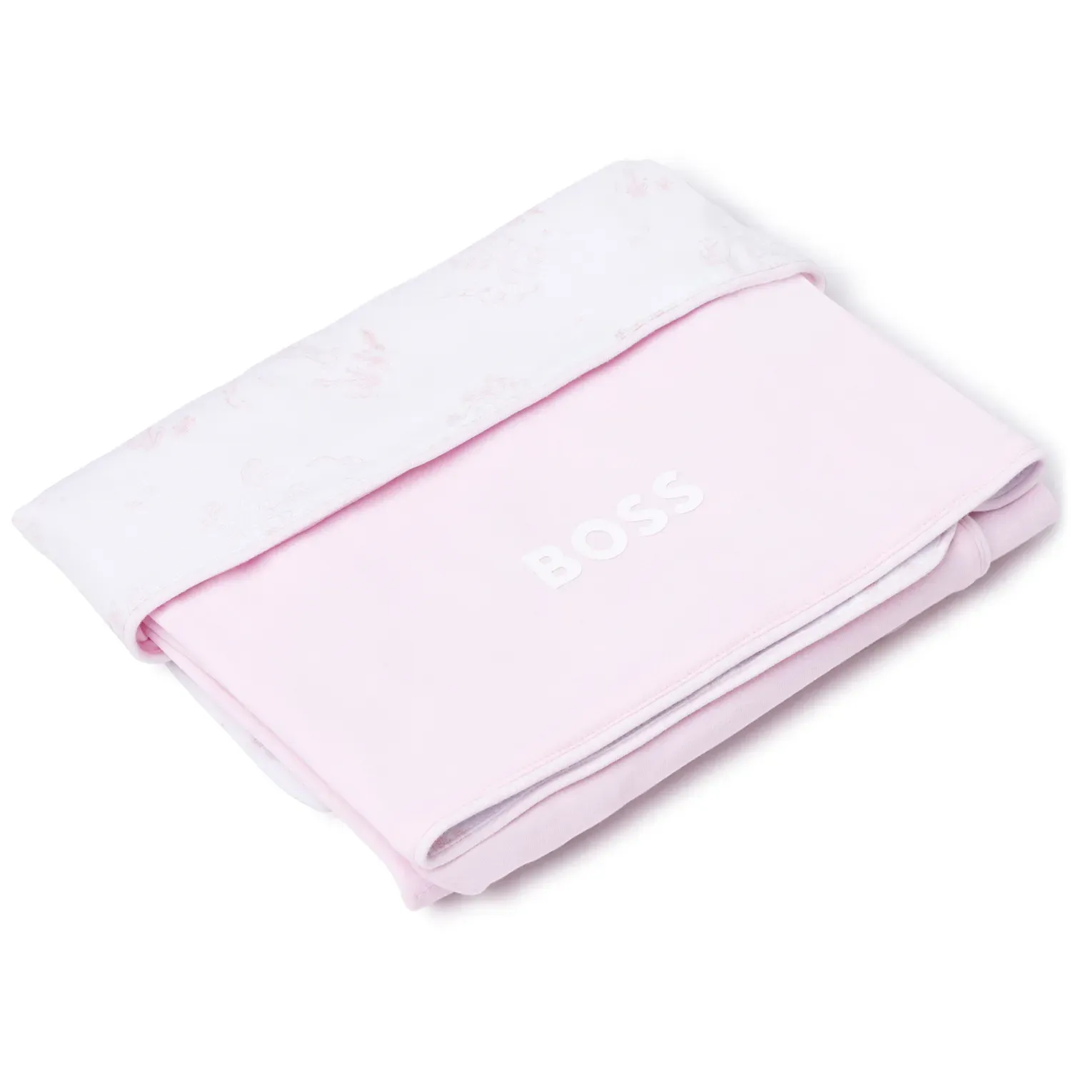 BLANKET PINK & WHITE BUNNY PRINT COTTON BOSS LOGO / J90244