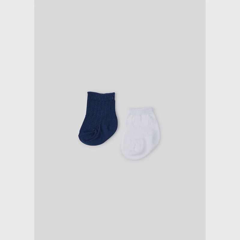 2 PC SOCK SET WHITE & NAVY SHORT / 9474