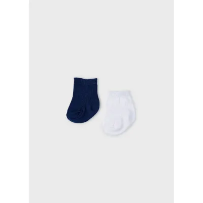 2 PC SOCK SET WHITE & NAVY SHORT / 9474