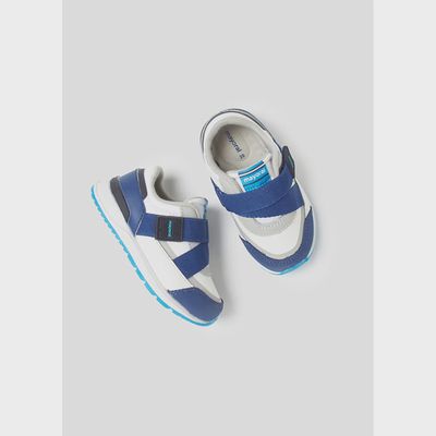 SHOE WHITE NAVY & GREY VELCRO STRAP / 41382