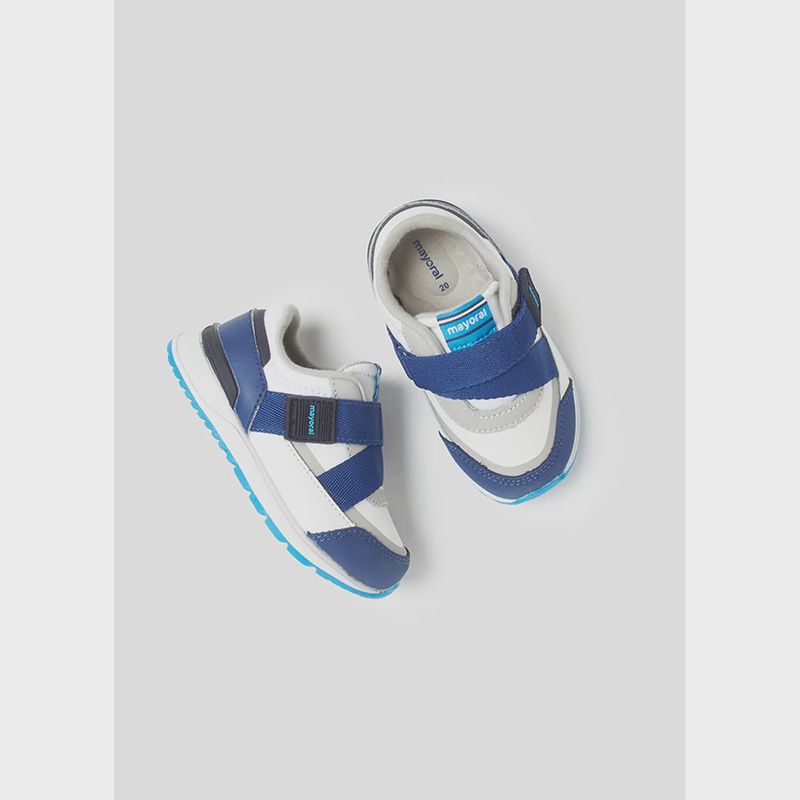SHOE WHITE NAVY & GREY VELCRO STRAP / 41382