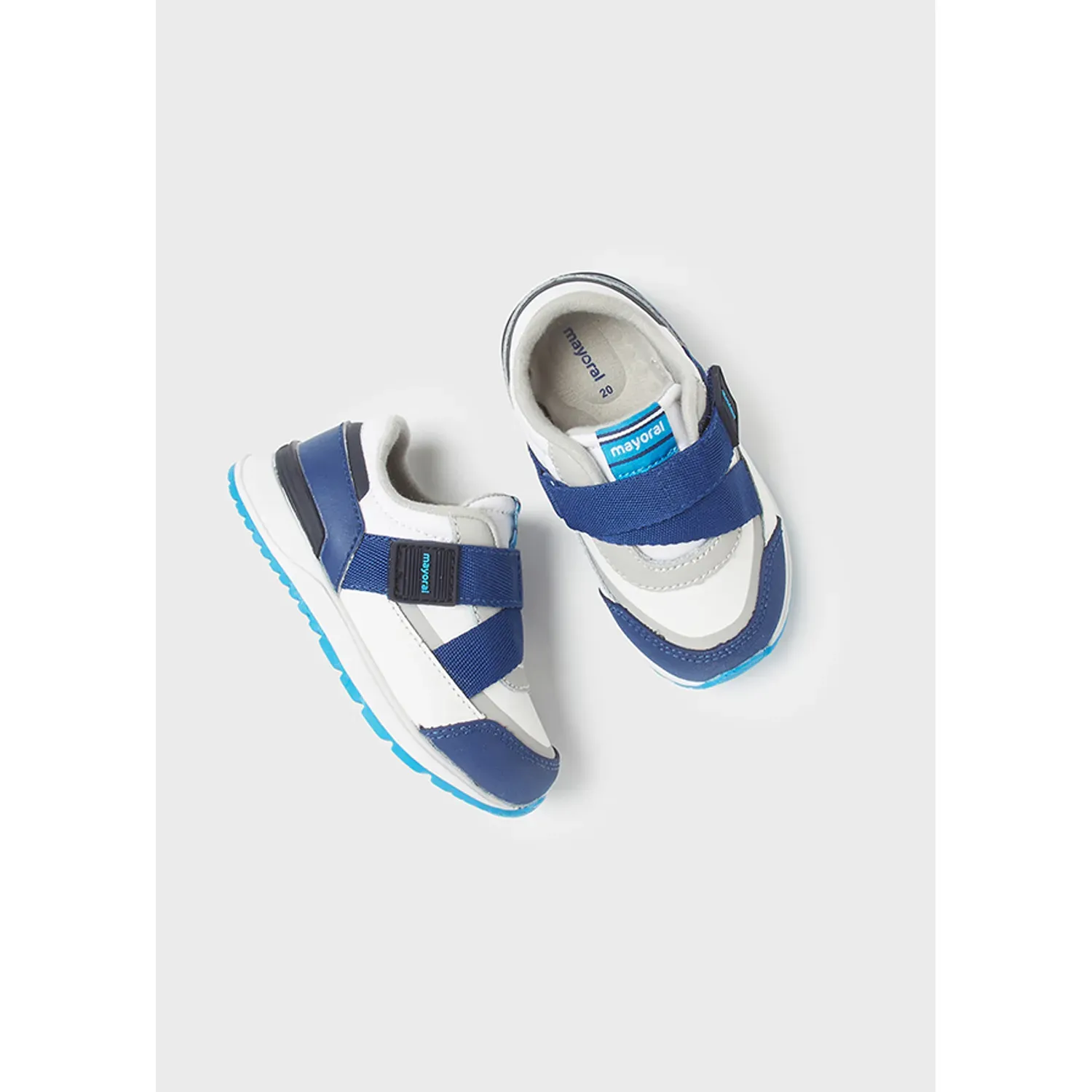 SHOE WHITE NAVY & GREY VELCRO STRAP / 41382