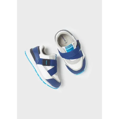 SHOE WHITE NAVY & GREY VELCRO STRAP / 41382