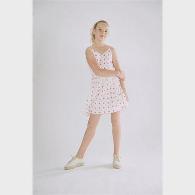 SUNDRESS WHITE PINK & RED FLOWER PRINT / MMLA1731P