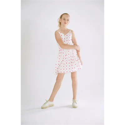 SUNDRESS WHITE PINK & RED FLOWER PRINT / MMLA1731P SUNDRESS WHITE PINK & RED FLOWER PRINT / MMLA1731P