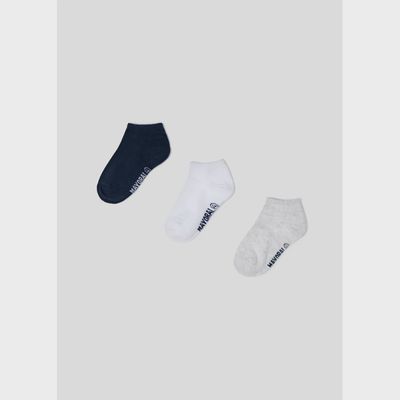 3 PC SHORT SOCKS SET WHITE NAVY & GREY / 10230