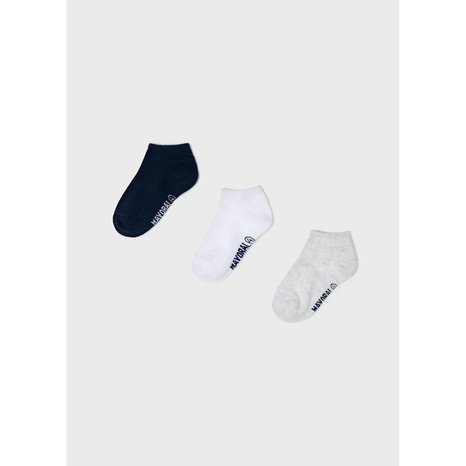 3 PC SHORT SOCKS SET WHITE NAVY & GREY / 10230