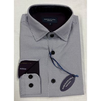 SHIRT WINE & BLACK GRID / 5814