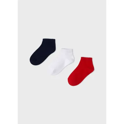 3 PC SHORT SOCK SET NAVY WHITE & RED / 10233