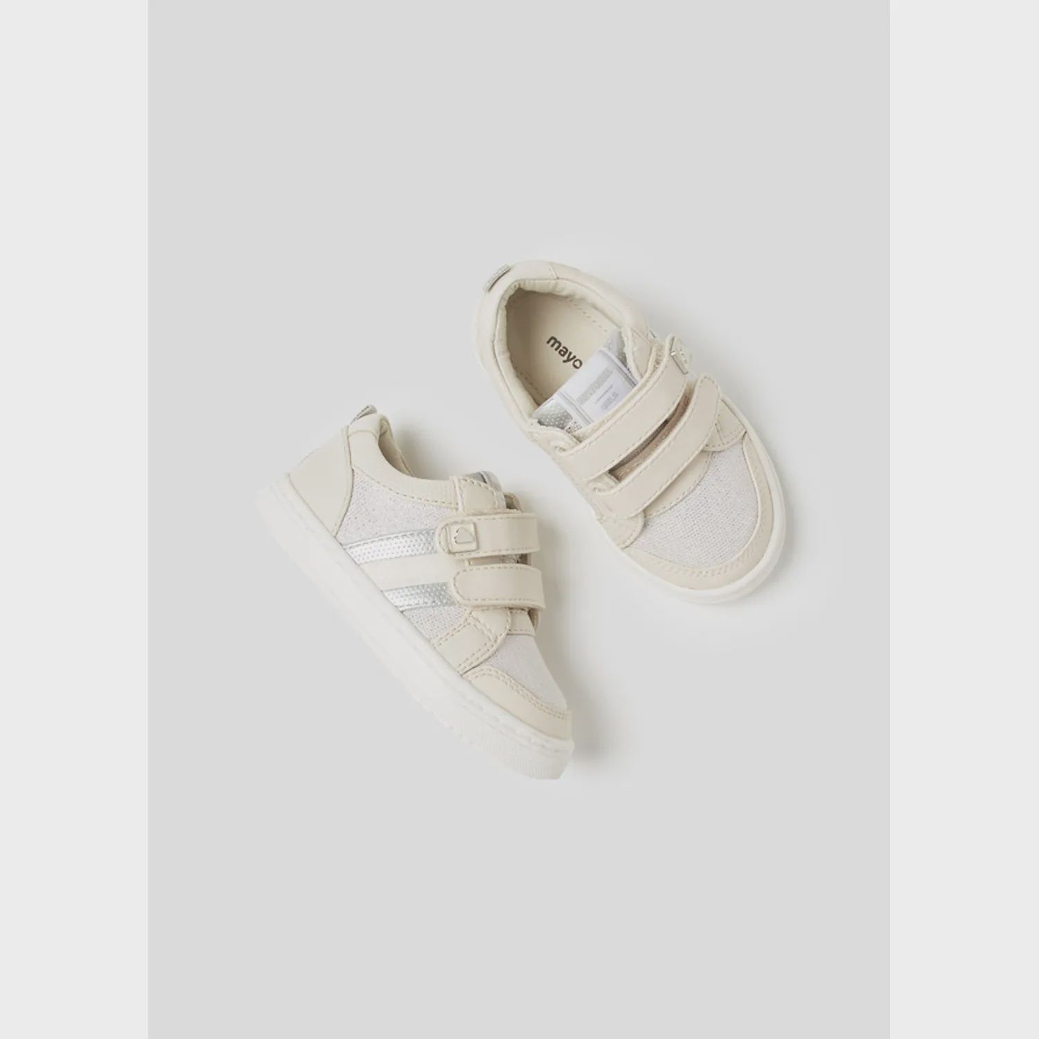 SNEAKER SHOE CREAM SILVER SPARKLE 2 VELCRO STRAPS / 41338