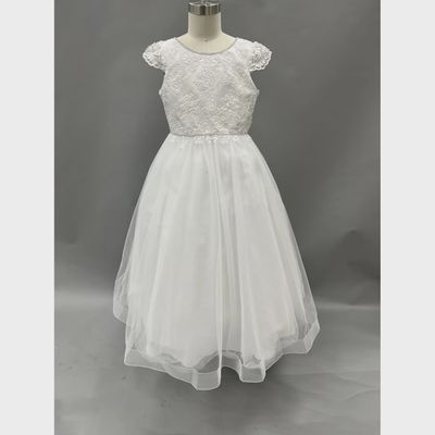 GOWN WHITE HUSKY LACE BODICE TULLE SKIRT / FG2101H