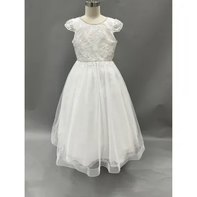 GOWN WHITE HUSKY LACE BODICE TULLE SKIRT / FG2101H