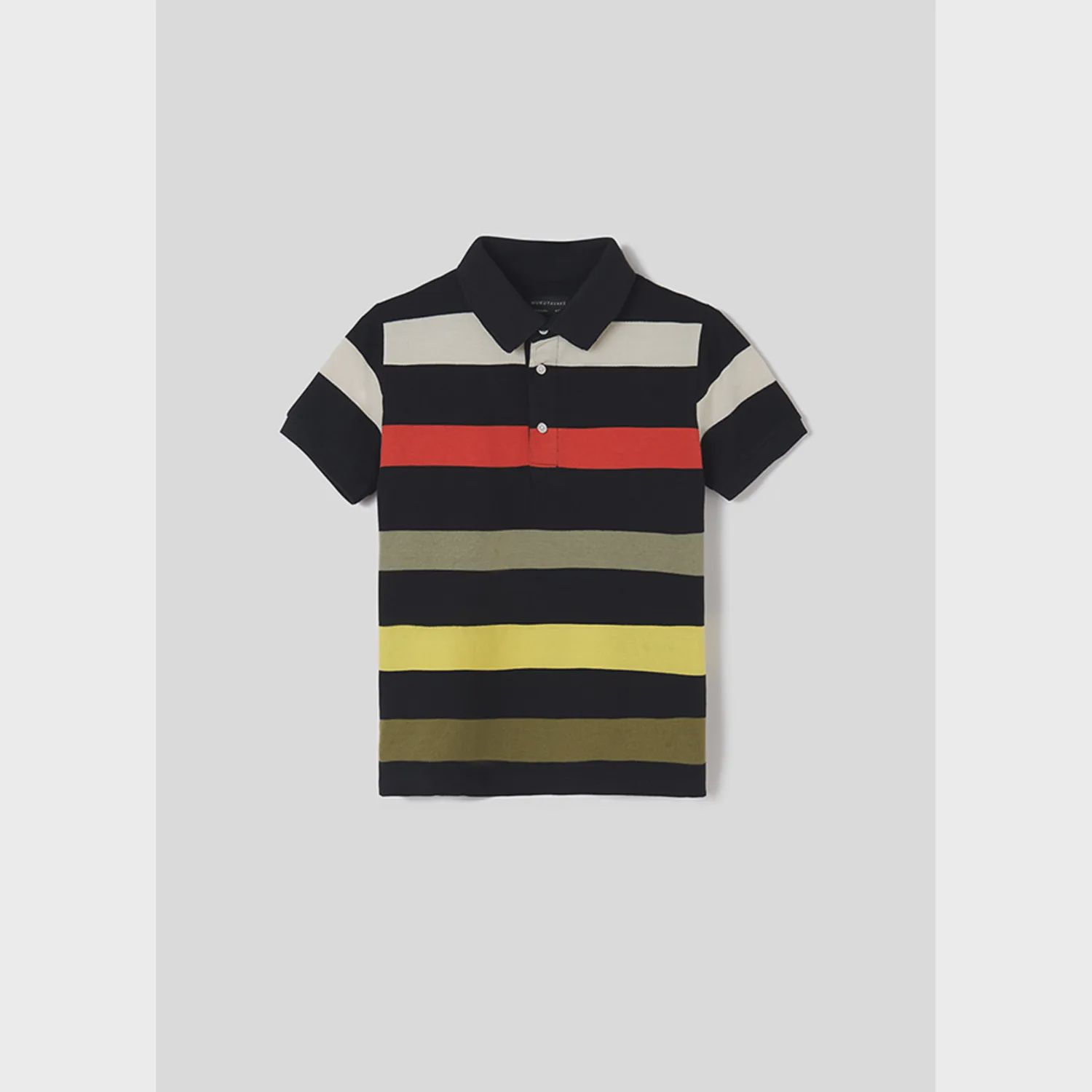 POLO TOP STRIPED BLACK RED WHITE & GREEN SHORT SLEEVE / 6102
