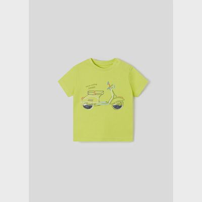 TSHIRT LIME SHORT SLEEVE MOPED PRINT / 1004