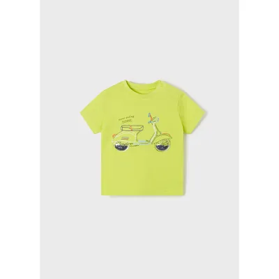 TSHIRT LIME SHORT SLEEVE MOPED PRINT / 1004