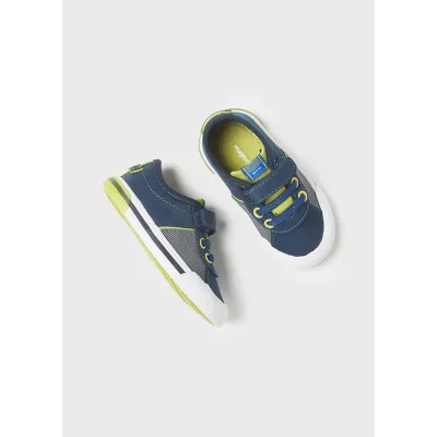 SHOE NAVY FASHION CANVAS LIME TRIM VELCRO CLOSURE / 41382