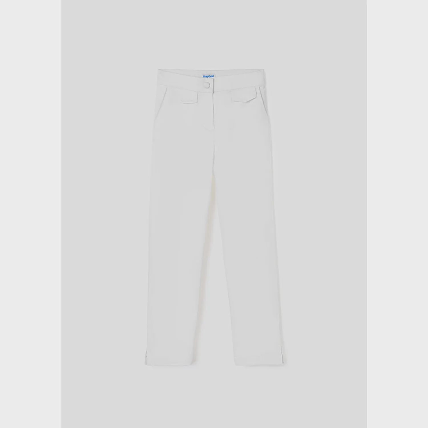 SATIN PANT WHITE CROPPED ADJUSTABLE WAIST / 6567
