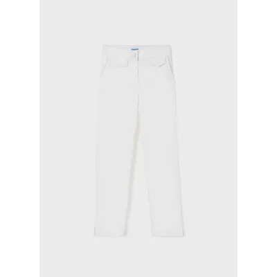 SATIN PANT WHITE CROPPED ADJUSTABLE WAIST / 6567 SATIN PANT WHITE CROPPED ADJUSTABLE WAIST / 6567