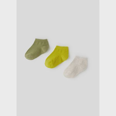 3 PC SOCK SET GREEN & CREAM SHORT / 10172