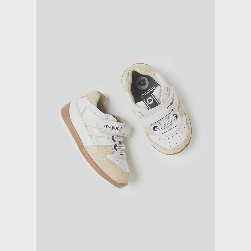 SHOE WHITE & BEIGE CITY SHOE SUEDE & LEATHER / 41370