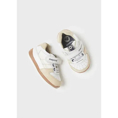 SHOE WHITE & BEIGE CITY SHOE SUEDE & LEATHER / 41370