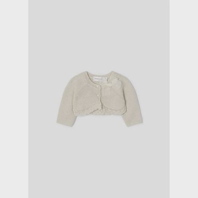 BOLERO CARDIGAN CHAMPAGNE BOW TRIM SHIMMER / 3349