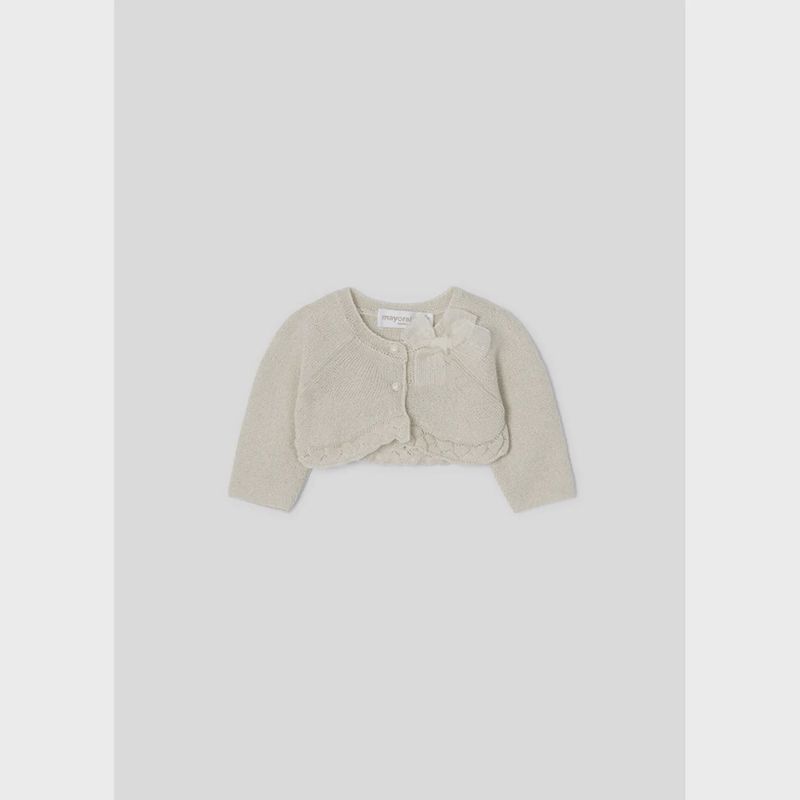BOLERO CARDIGAN CHAMPAGNE BOW TRIM SHIMMER / 3349