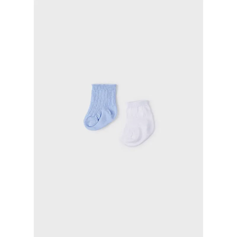 2 PC SOCK SET WHITE & BLUE SHORT / 9474
