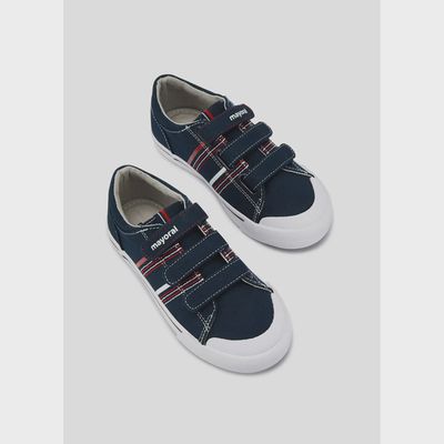 SHOE NAVY CANVAS RED TRIM / 43385