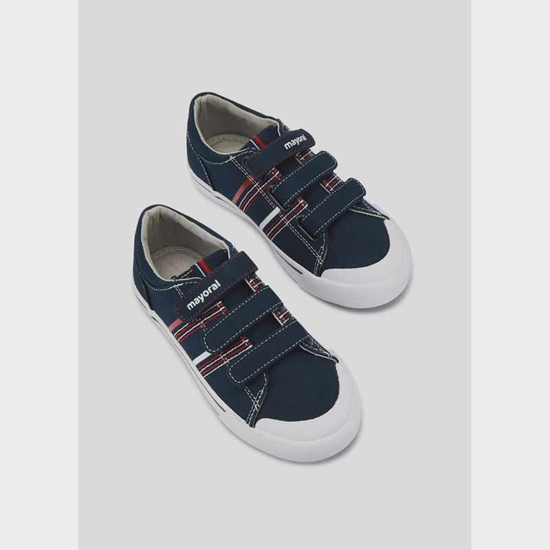 SHOE NAVY CANVAS RED TRIM / 43385