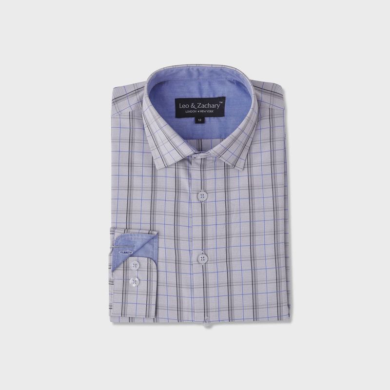 SHIRT GREY PLAID BLUE WINDOW / 5861