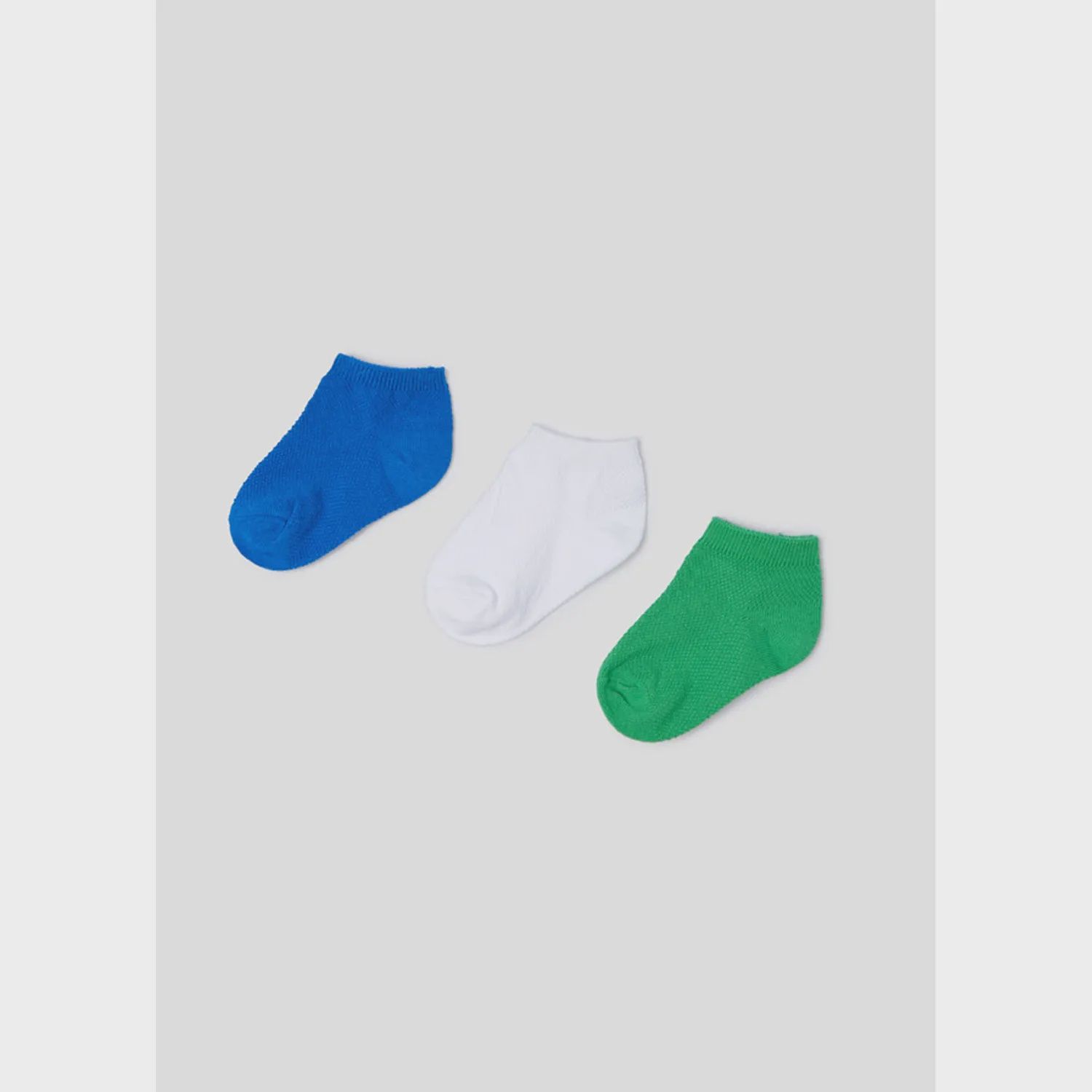 3 PC SHORT SOCK SET WHITE GREEN BLUE / 10172