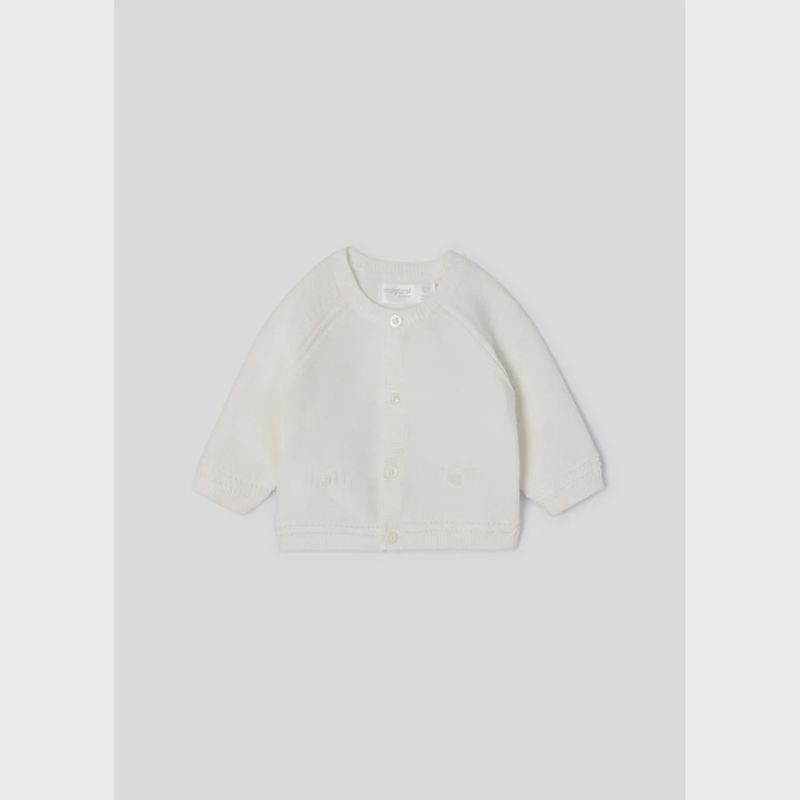 KNIT CARDIGAN NATURAL OFF WHITE 4 BUTTON CLOSURE / 1347