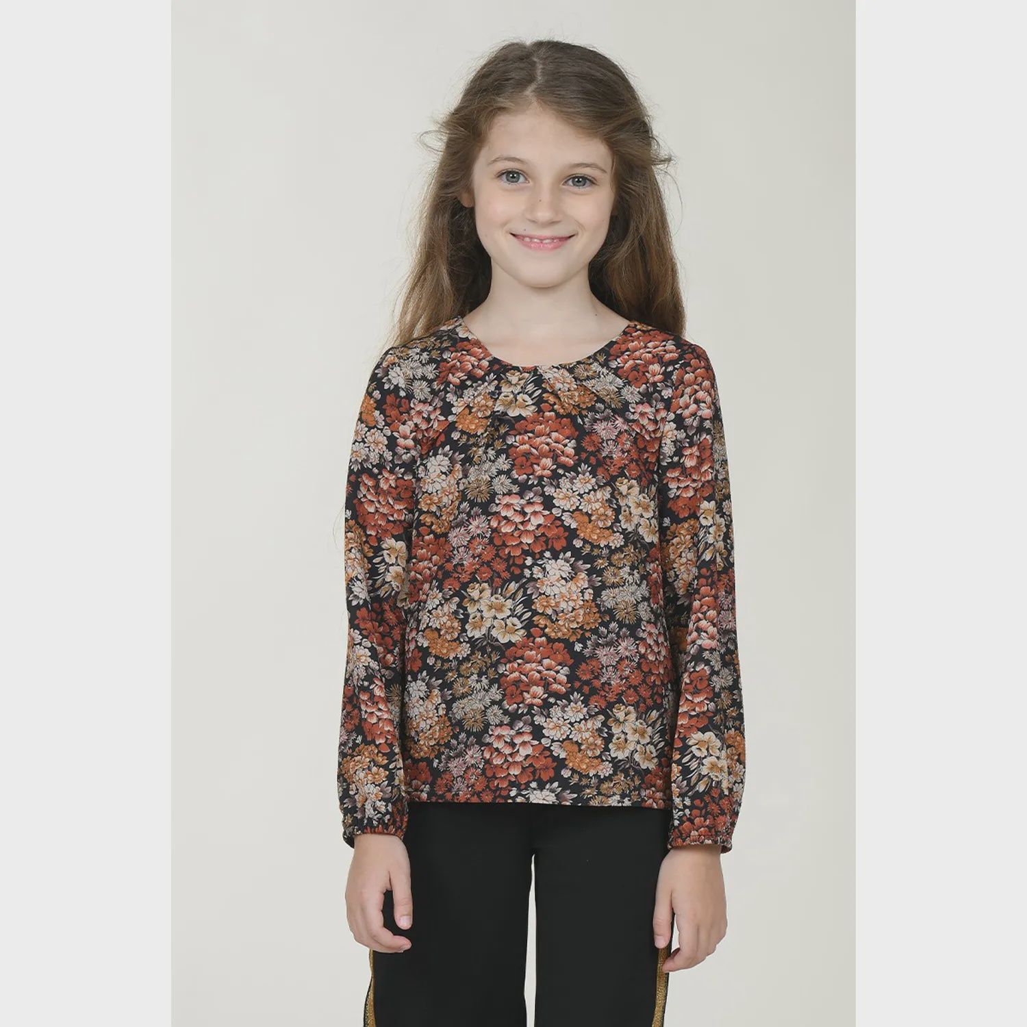 BLOUSE BLACK FLOWER PRINT / R107DA20