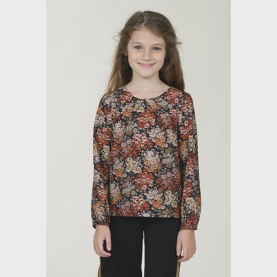 BLOUSE BLACK FLOWER PRINT / R107DA20